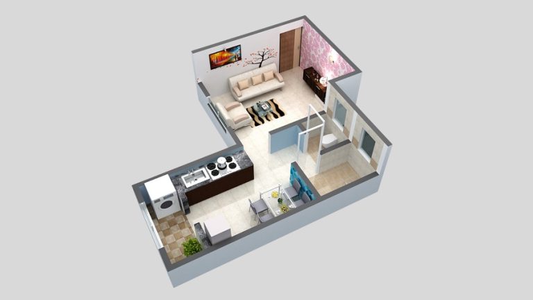 Between 1 RK and 1 BHK